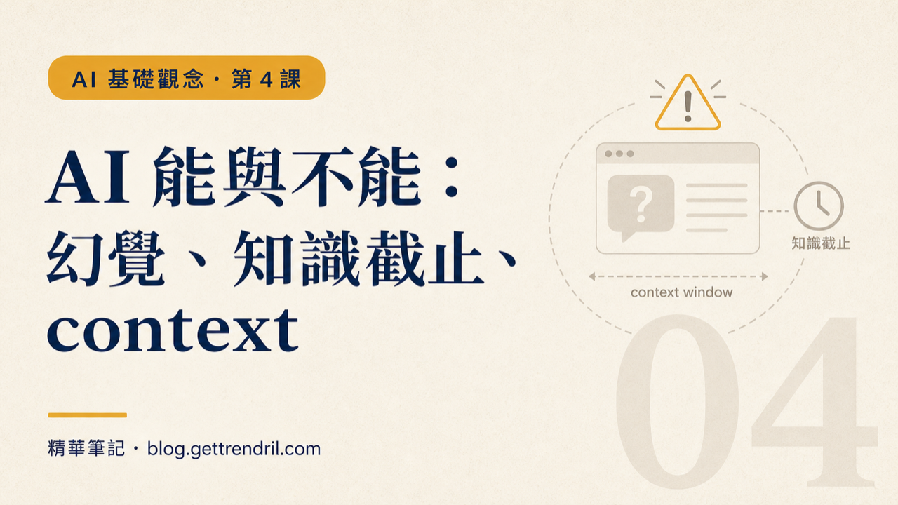AI 能與不能:幻覺、知識截止、context