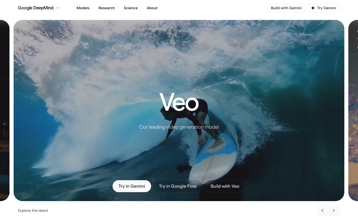 Google DeepMind Veo 3.1 官方頁(2026 年 7 月實況)