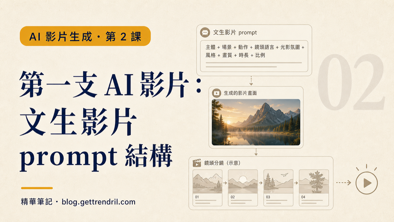 第一支 AI 影片:文生影片 prompt 結構