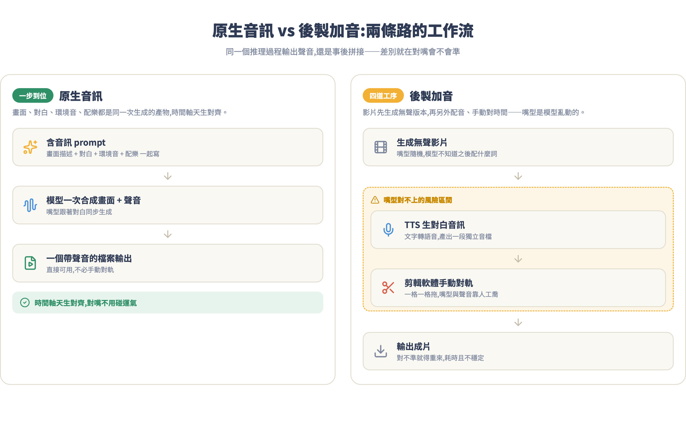 原生音訊 vs 後製加音兩條路的工作流比較