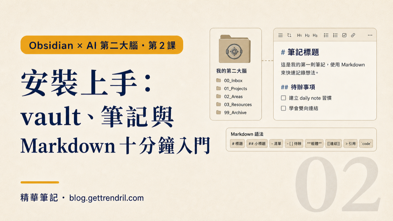 安裝上手:vault、筆記與 Markdown 十分鐘入門